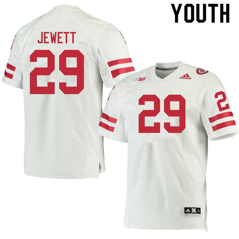 Youth #29 Cooper Jewett Nebraska Cornhuskers College Football Jerseys Sale-White - Click Image to Close